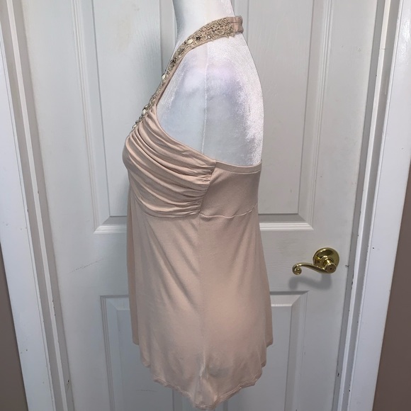 Express Crochet and Beaded Halter Top in Beige - Picture 6 of 9